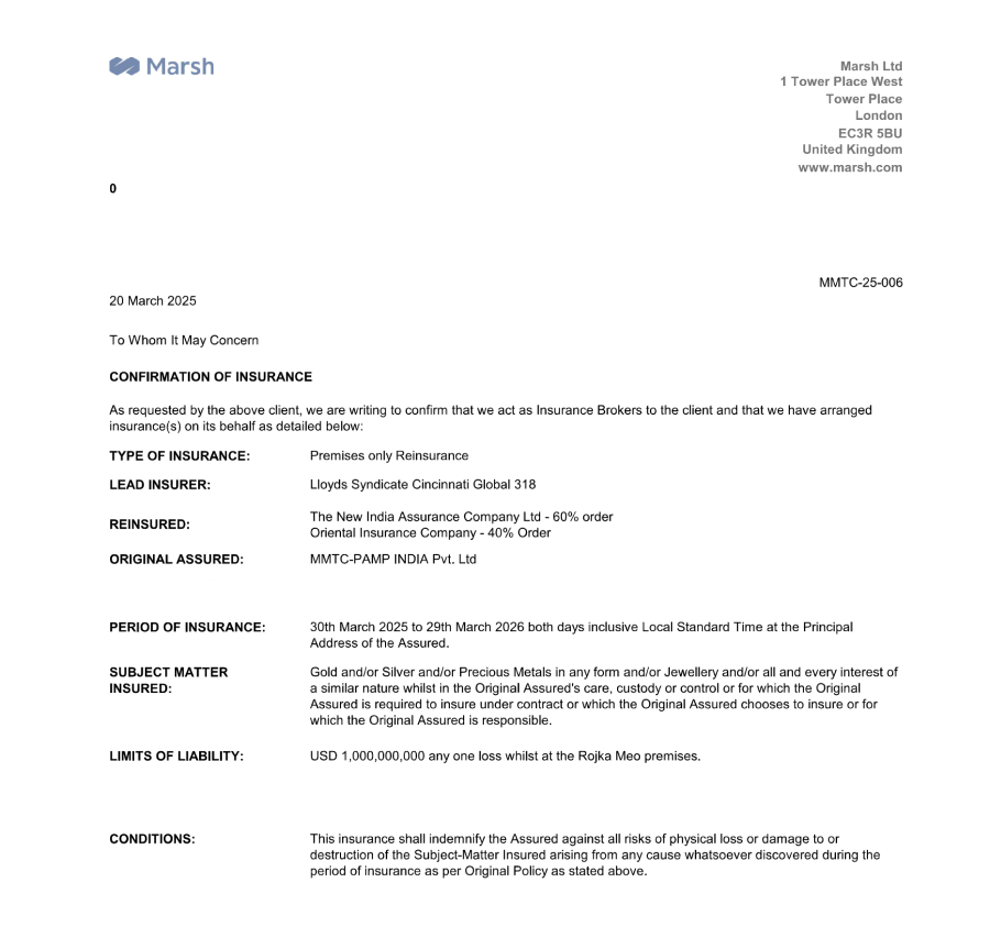 Insurance Certificate